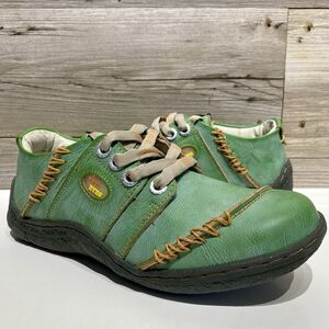 TMA EYES Green Leather Shoes Hand-Stitched Casual Whimsical Women’s EU 39 US 8